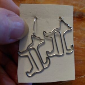 RARE SUNDANCE "DOGGIE IN THE WINDOW" STAINLESS STEEL PAPER CLIP EARRINGS